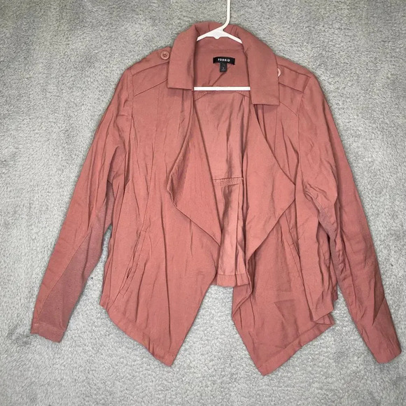 torrid Jackets & Blazers - Torrid womens 1 pink rose moto jacket career soft mixed media pockets career